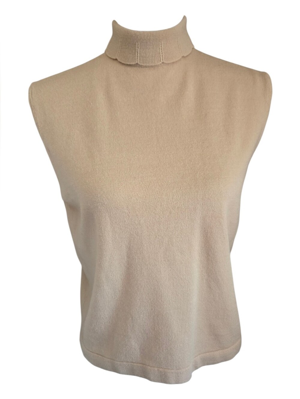 vintage 60's koret of california sleeveless sweater top beige/yellow mock neck M
